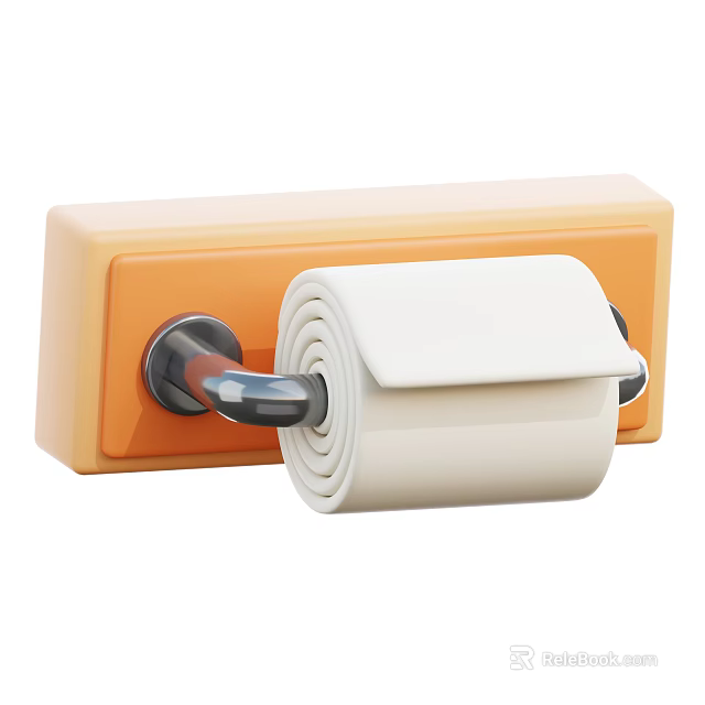 Decorative Accessory Set Orange Wall Mounted Tissue Holder With White Roll 3d model 
