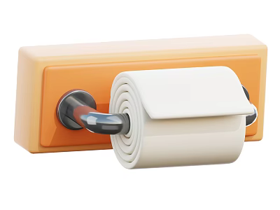 Decorative Accessory Set Orange Wall Mounted Tissue Holder With White Roll 3d model
