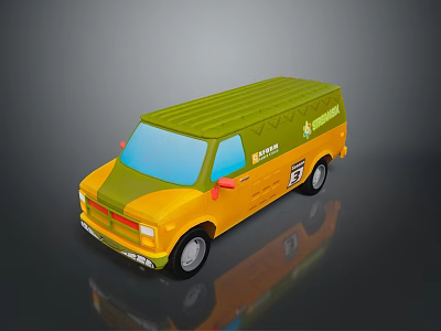 Modern Yellow Green Eco Bus With Reflective Body And City Transport Design 3d model