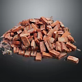 Heap of Red Bricks Used as Building Material in Construction Projects 3d model
