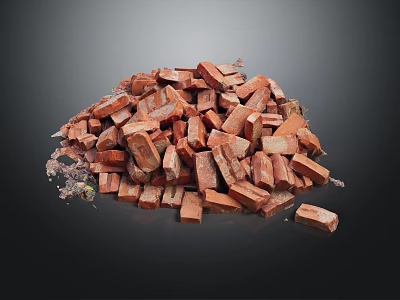 Heap of Red Bricks Used as Building Material in Construction Projects 3d model