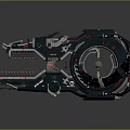 Futuristic Mechanical Weapon with Sharp Metallic Components Rotating Gears and Industrial Design