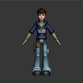 Game Movie Character Wearing Blue Hoodie with ELECTRO Text Tool Belt Brown Hair Standing Pose 3d model