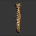 Golden Serpent Dragon Head Sculpture Carving With Scaled Texture And Coiled Design