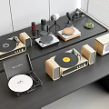 Modern Audio Equipment Collection With Turntables Speakers Headphones and Radio