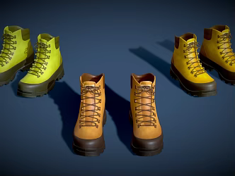 Boots Leather Boots Shoes Cartoon Shoes Platform Shoes Boots 3d model
