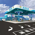 Zhonggang Petroleum Modern Gas Station With Fuel Pumps Canopy And Vehicles