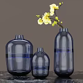 Brown Glass Vases In Different Sizes Placed On Marble Tabletop For Home Decor