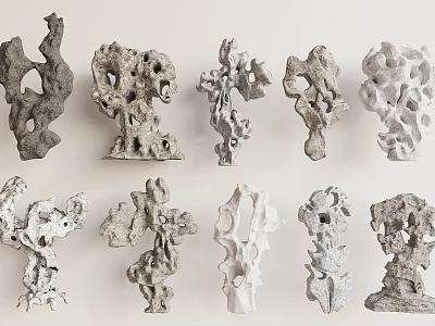 Unique Porous Decorative Stones With Intricate Rock Formations For Home Decor 3d model