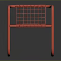 Red Metal Wire Chair With Modern Curved Frame And Mesh Seat Backrest