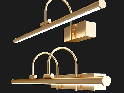 Golden Modern Wall Lamps With Arched Brackets And Linear Light Design 3d model