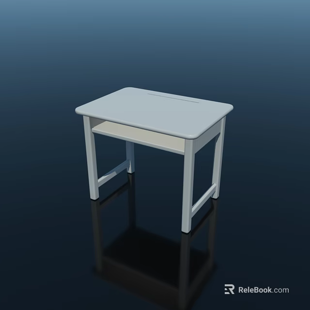 Modern White Desk With Clean Lines And Sturdy Legs For Home Study Use 3d model 