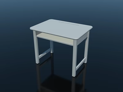 Modern White Desk With Clean Lines And Sturdy Legs For Home Study Use 3d model