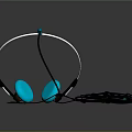 Blue Headphones with Silver Headband and Black Cable and Blue Ear Cushions Design