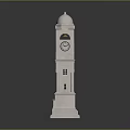 White Multi level Clock Tower Building With Dome Windows And Door