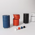 Blue Red Black White Bedside Tables with Drawers Wheels and Decorative Balls