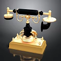 Vintage Gold and Black Telephone with Classic Dial Design and Brass Base