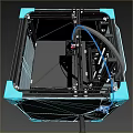 Blue 3D Printer Enclosure With Black Frame Handles Display Panel And Cables