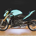 Suzuki Modern Teal Motorcycle With Sleek Body Golden Forks And Black Details