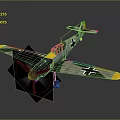 WWII German Fighter Model With Yellow Green Gray Color Cross Markings Propeller And Landing Gear