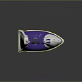 Modern Purple White Electric Iron With Gray Handle On Black Reflective Surface