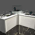 Elegant Jewelry Store Luxury Display Counter With Glass Top Marble Base And Gold Frame