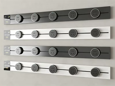 Modern Switch Panels With Black And White Sleek Design And Multiple Round Switches 3d model