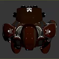 Red And Black Armored Futuristic Warrior Character With Helmet And Mechanical Design