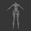 Waist Belt With Square Devices Metallic Buckle And Leather Strap On Body Model