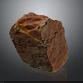 Natural Red Stone Block With Orange Veins And Textured Surface 3d model