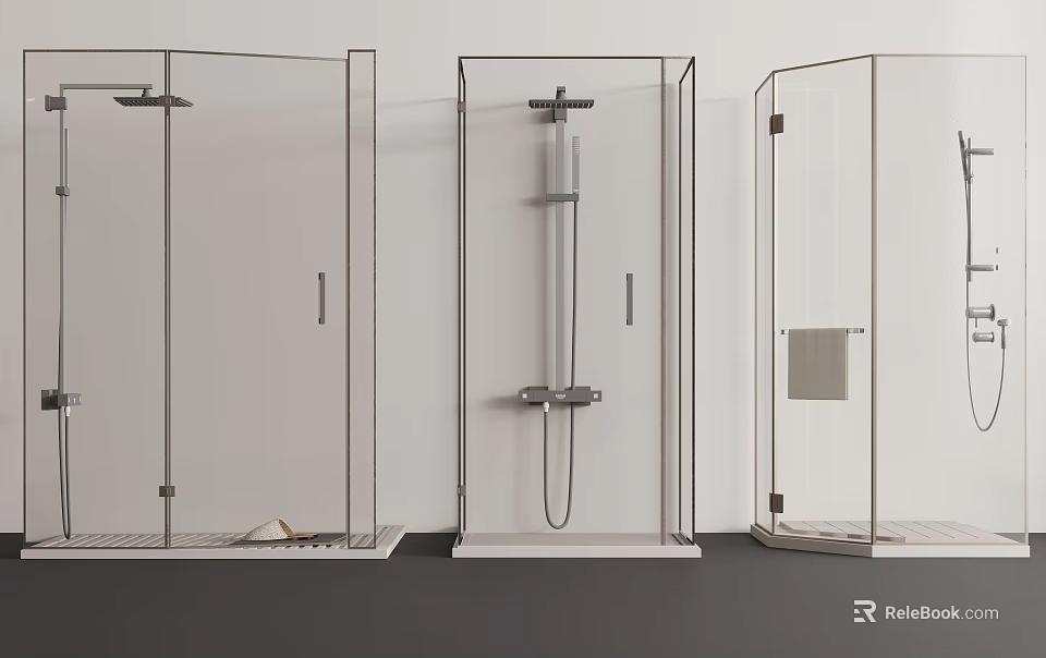 Modern Shower Sauna Glass Enclosure Design With Transparent Panels And Sleek Metal Frames 3d model 
