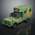 Military Off Road Vehicle with Camouflage Paint And Roof Mounted Equipment