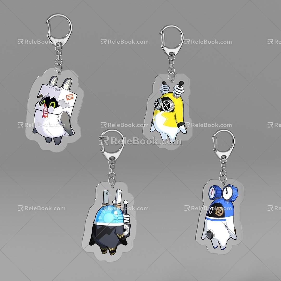 Acrylic Keychain Animation Game Surrounding Schoolbag Hanging Decorative Millet Second Dimension Abortion Zone Zero Bang Cloth 3d model