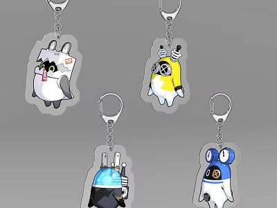 Cute Cartoon Keychains With Various Character Designs And Colorful Details For Daily Use 3d model