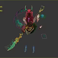 Fantasy Character Design With Red Hair Green Horns Green Flame Weapon And Boots
