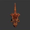 Orange Dragon Character Creature With Green Eyes Spikes And Red Wings Standing