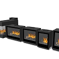 Modern Fireplaces With Different Stylish Designs And Realistic Burning Flames 3d model