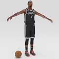 A Man Wearing Brooklyn 1 Black Jersey Standing With Arms Outstretched And Basketball Beside Him