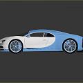 Blue And White Bugatti Sports Car With Modern Design And Shiny Wheels