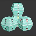 White Geometric Ornament Decorative Figurine Set With Colorful Labels And Symbols