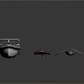 Different Types of Water Vehicles Including Green White Fishing Boat Motorboat and Rowboat