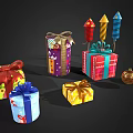 Colorful Decorative Ornament Set With Festive Gift Boxes Bows And Patterns