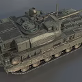 Modern Military Tank 3D Model with Green Camouflage Armored Turret and Tracks