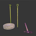 Ancient Weapons Featuring Wooden Handles Long Shaft Tools Short Hand Tool And Stone Base
