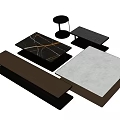 Modern Coffee Tables With Marble Tops Metal Frames And Multi Tiered Designs 3d model