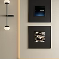 Black Framed Abstract Painting With Striped Patterns On Beige Wall Decor