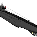 Military Submarine Warship With Gray Hull Conning Tower And Periscope Design
