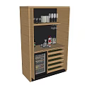 Stylish Wooden Wine Cabinet With Glass Storage Wine Bottles And Cooler Compartment
