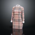 Classic Plaid Pattern Dress With Long Sleeves And White Collar Design