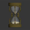 Ornate Golden Hourglass With Red Rose Top And White Sand Inside